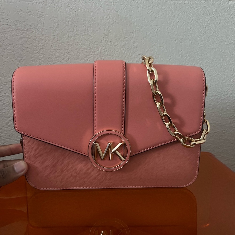 Michael Kors Pink and Gold Crossbody Bag with Chain Strap